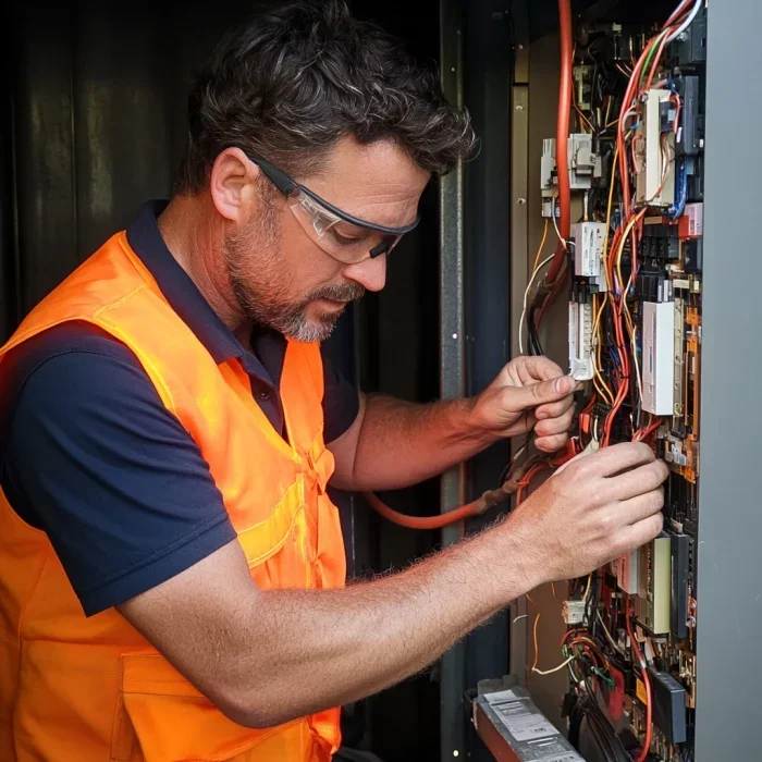 Un professionista ElettroM2 al lavoro su un impianto